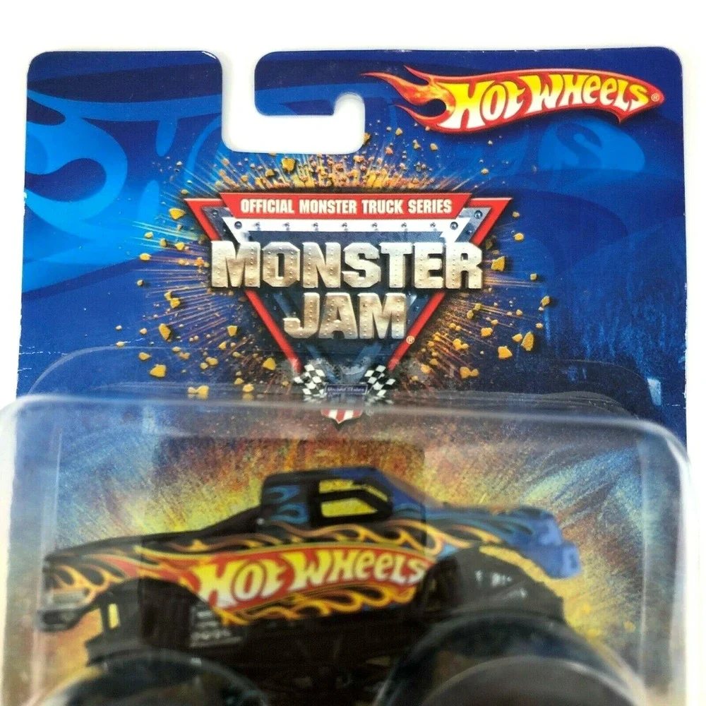 Hot Wheels Monster Jam Monster Truck Blue Flames Gold Hubs Diecast 1/64 Scale #9